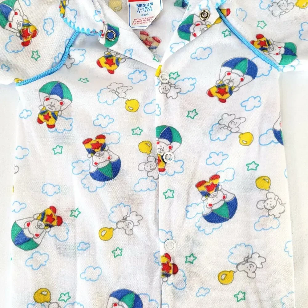 Vintage Playskool Long Sleeve Romper 3-6M One-Piece Pajamas 90s Retro Y2K Bears